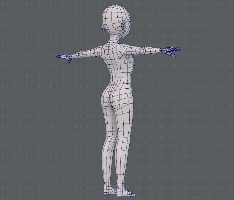 Base mesh girl characterV09 Low-poly 3D model_12