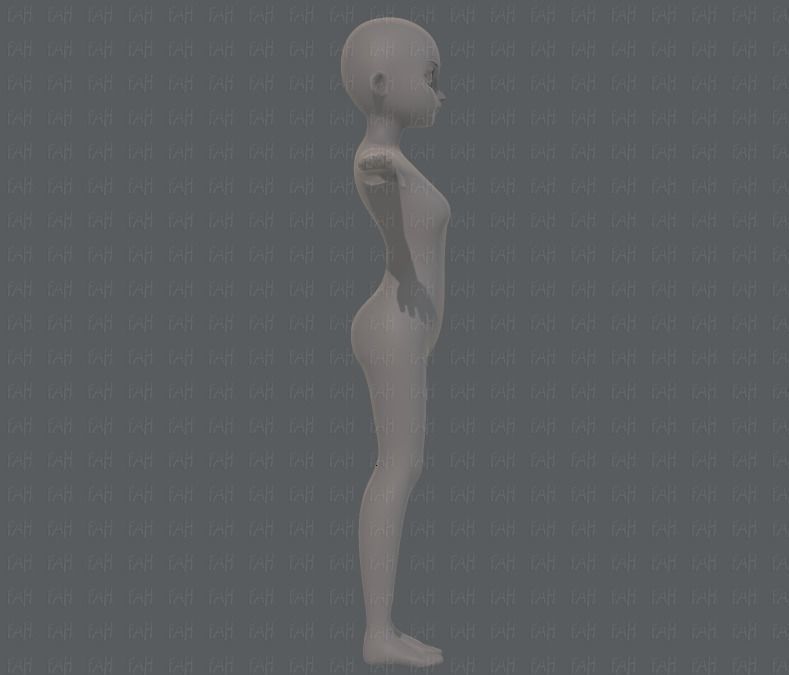 Base mesh girl characterV09 Low-poly 3D model_3