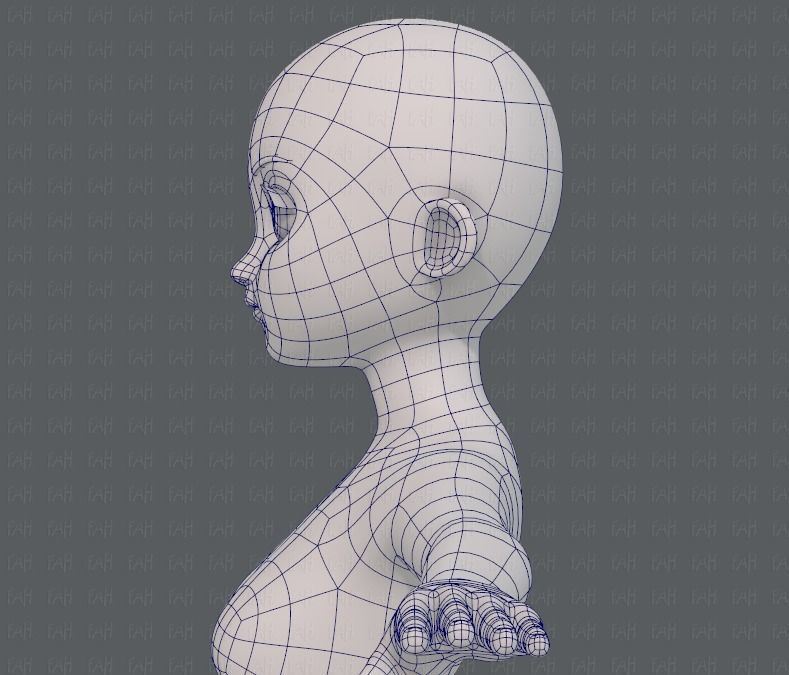 Base mesh girl characterV09 Low-poly 3D model_31