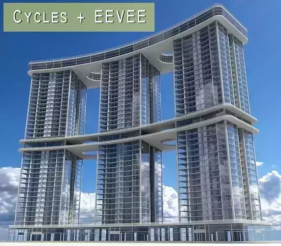 Skyscraper 9 high rise building 3D model