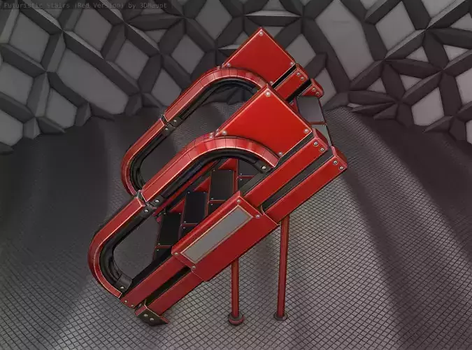 Sci-Fi Stairs -  4 - Red Version 