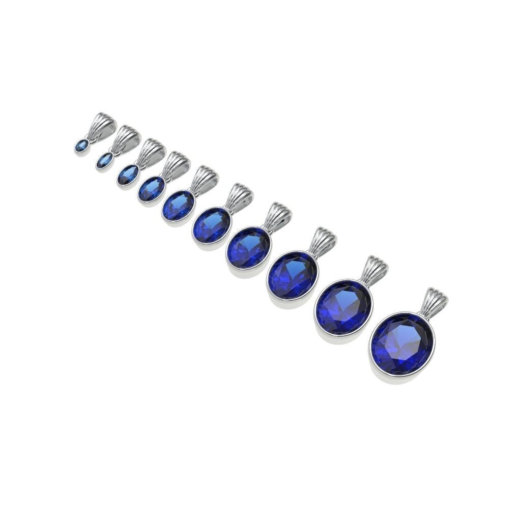 A Package Of 10 Classic Pendant Necklaces Bezel Oval Gemstones 3D print model_7