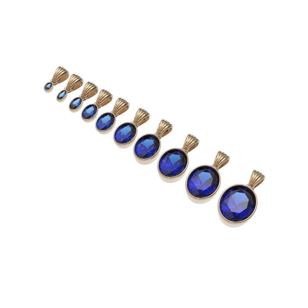 A Package Of 10 Classic Pendant Necklaces Bezel Oval Gemstones 3D print model_6