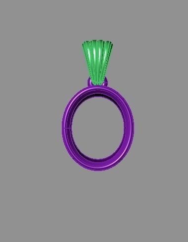 Classic Pendant Necklaces Gold Silver  Bezel Oval 12x10 3D print model_3
