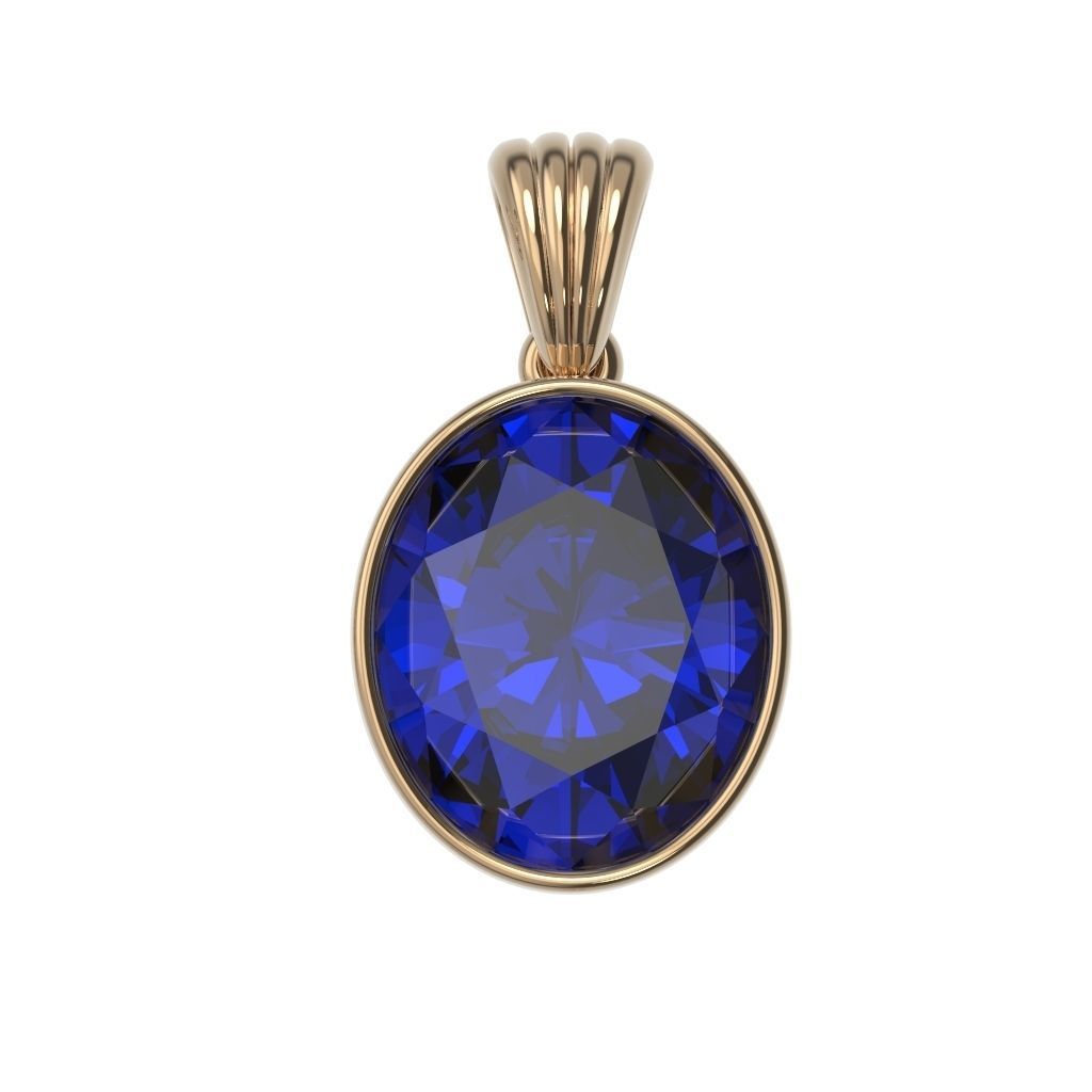 Classic Pendant Necklaces Gold Silver  Bezel Oval 12x10 3D print model_0