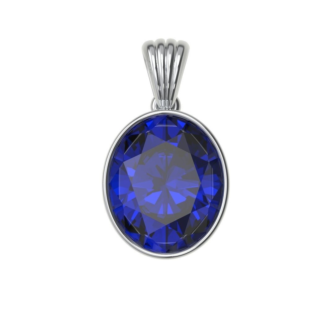 Classic Pendant Necklaces Gold Silver  Bezel Oval 12x10 3D print model_1