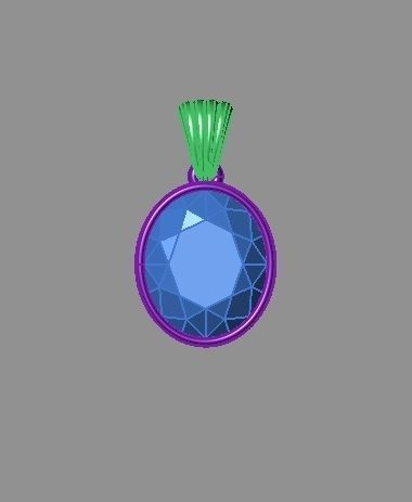 Classic Pendant Necklaces Gold Silver  Bezel Oval 12x10 3D print model_4