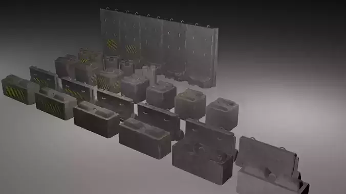 Concrete Barriers Pack  Low-poly 3D model