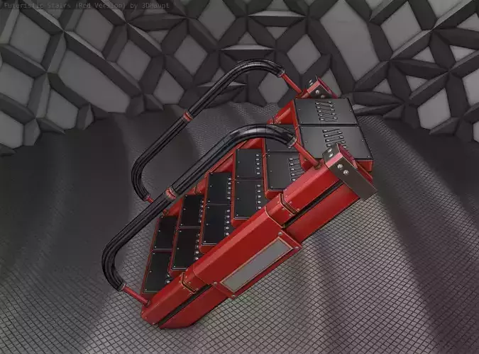 Sci-Fi Stairs - 6 - Red Version Low-poly 3D model Sci-Fi Stairs - 6 - Red Version Low-poly 3D model