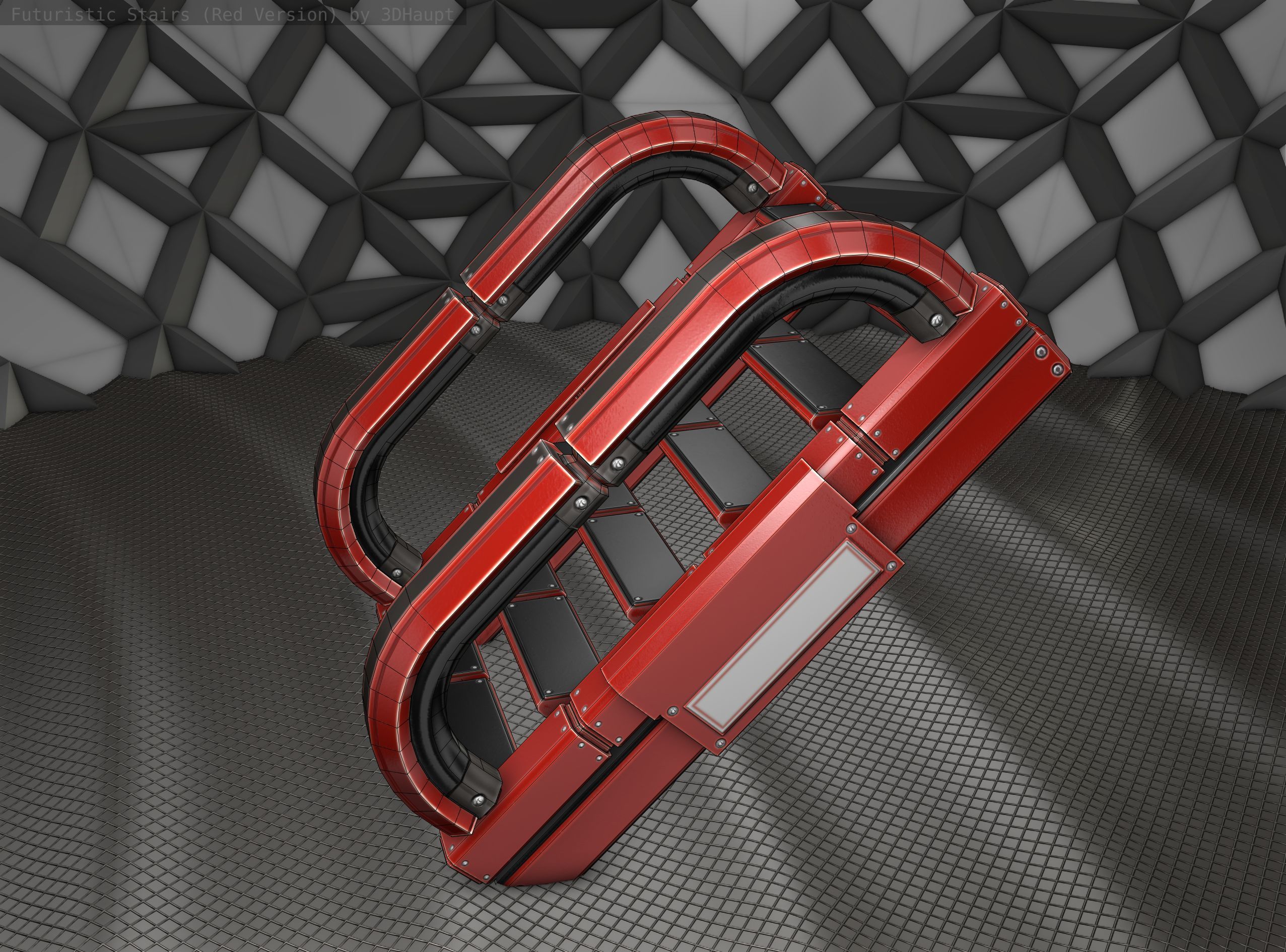 Sci-Fi Stairs - 11- Red Version Low-poly 3D model_24