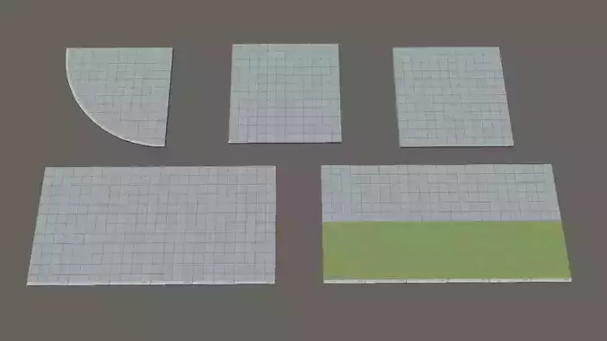 sidewalk set of tiles Low-poly 3D model