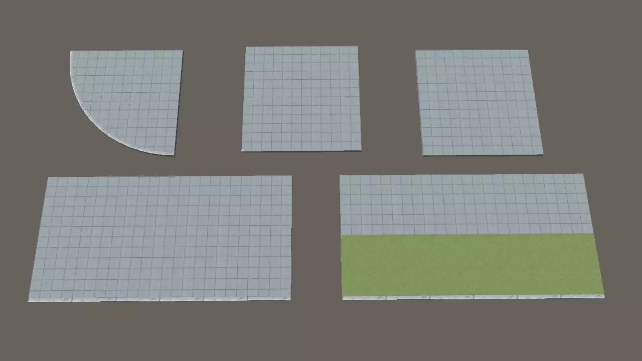 sidewalk set of tiles Low-poly 3D model_0