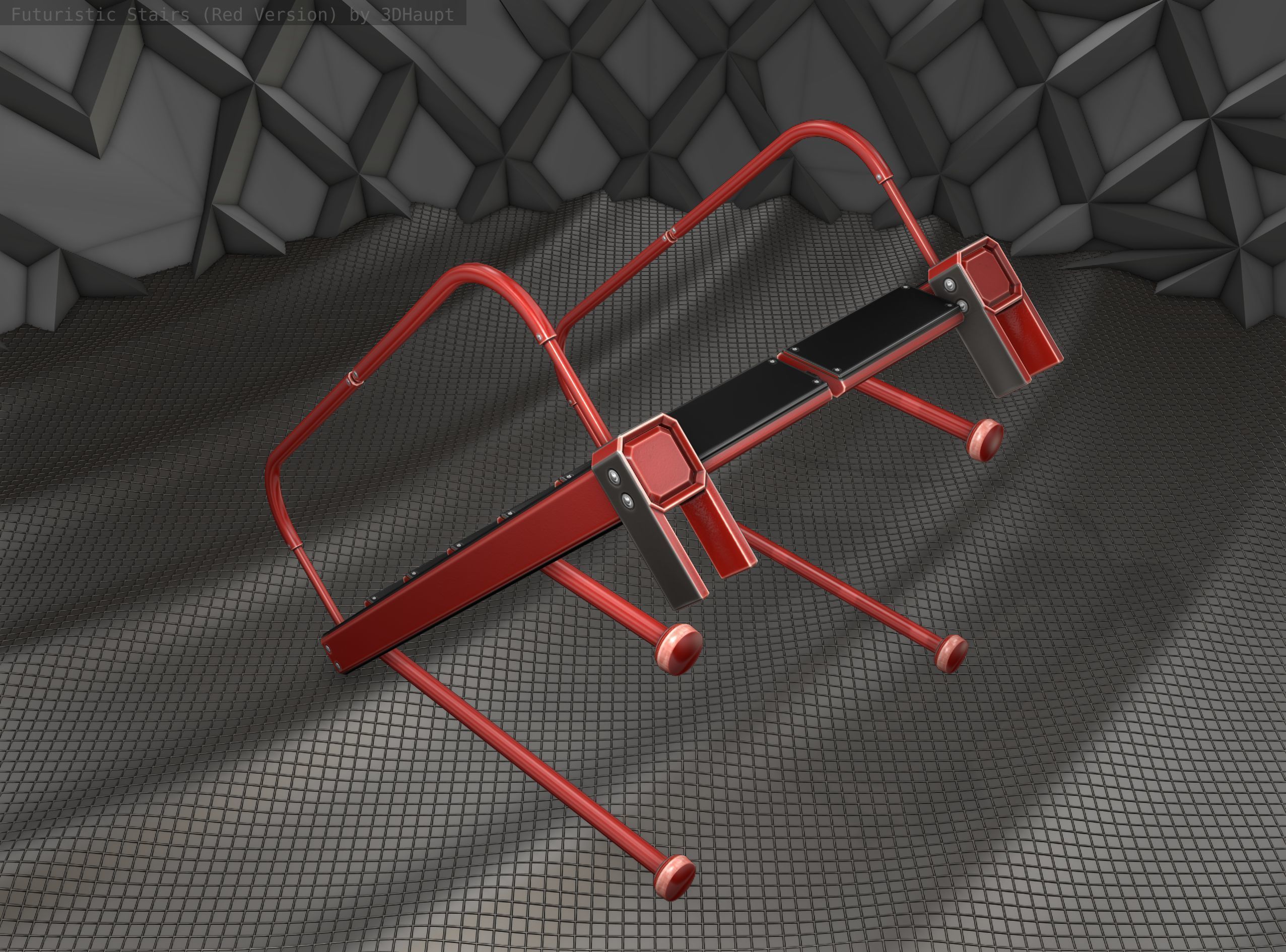 Sci-Fi Stairs - 17 - Red Version Low-poly 3D model_2