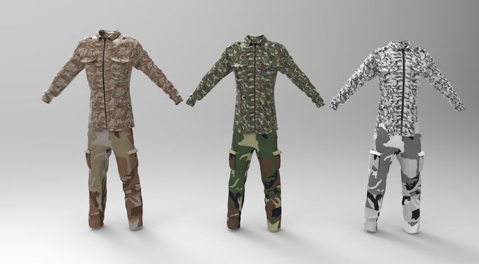 Military Clothing Various camouflage  3D Model Collection