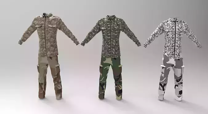 Military Clothing Various camouflage  3D Model Collection