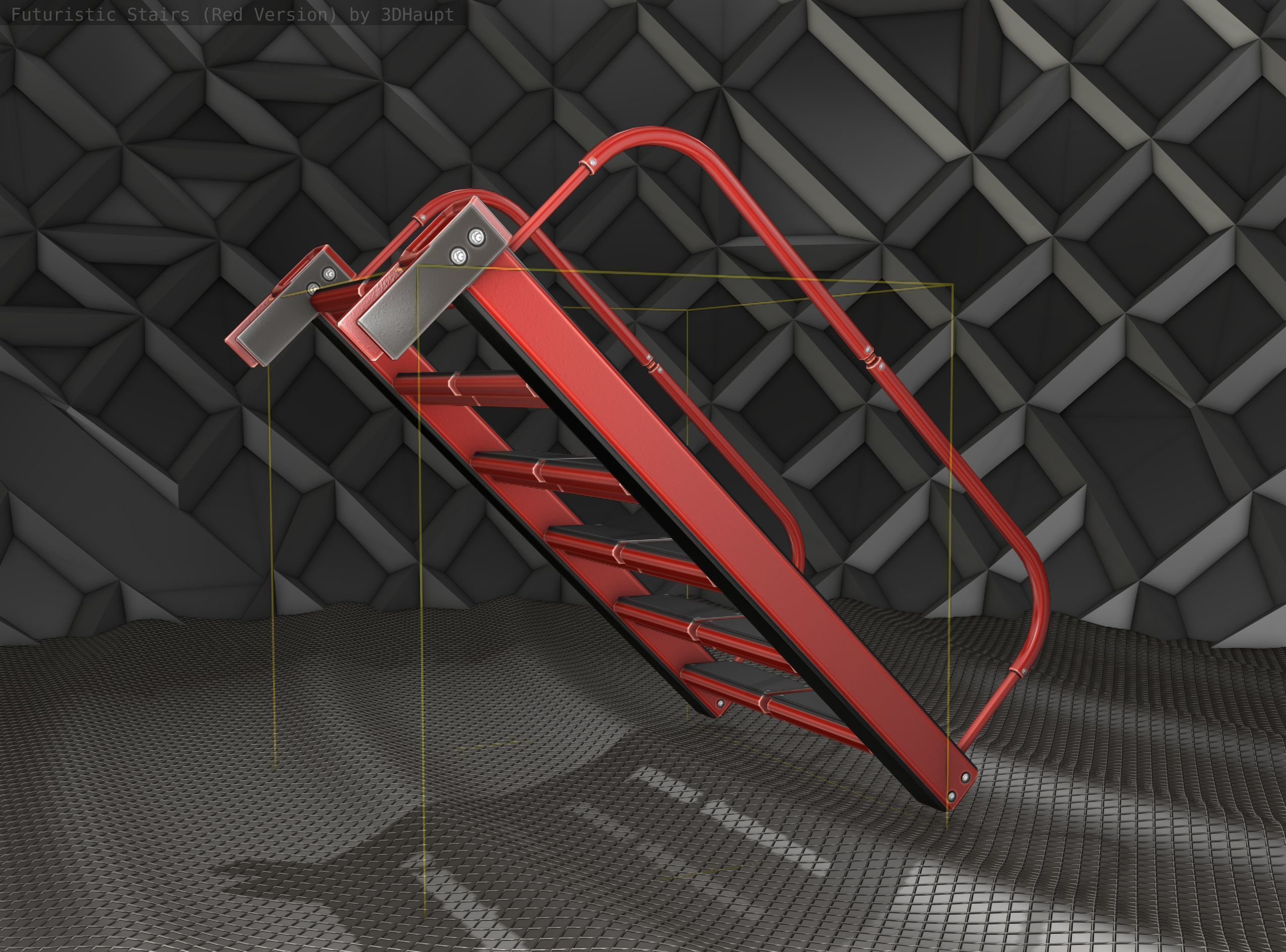 Sci-Fi Stairs - 18 - Red Version Low-poly 3D model_12
