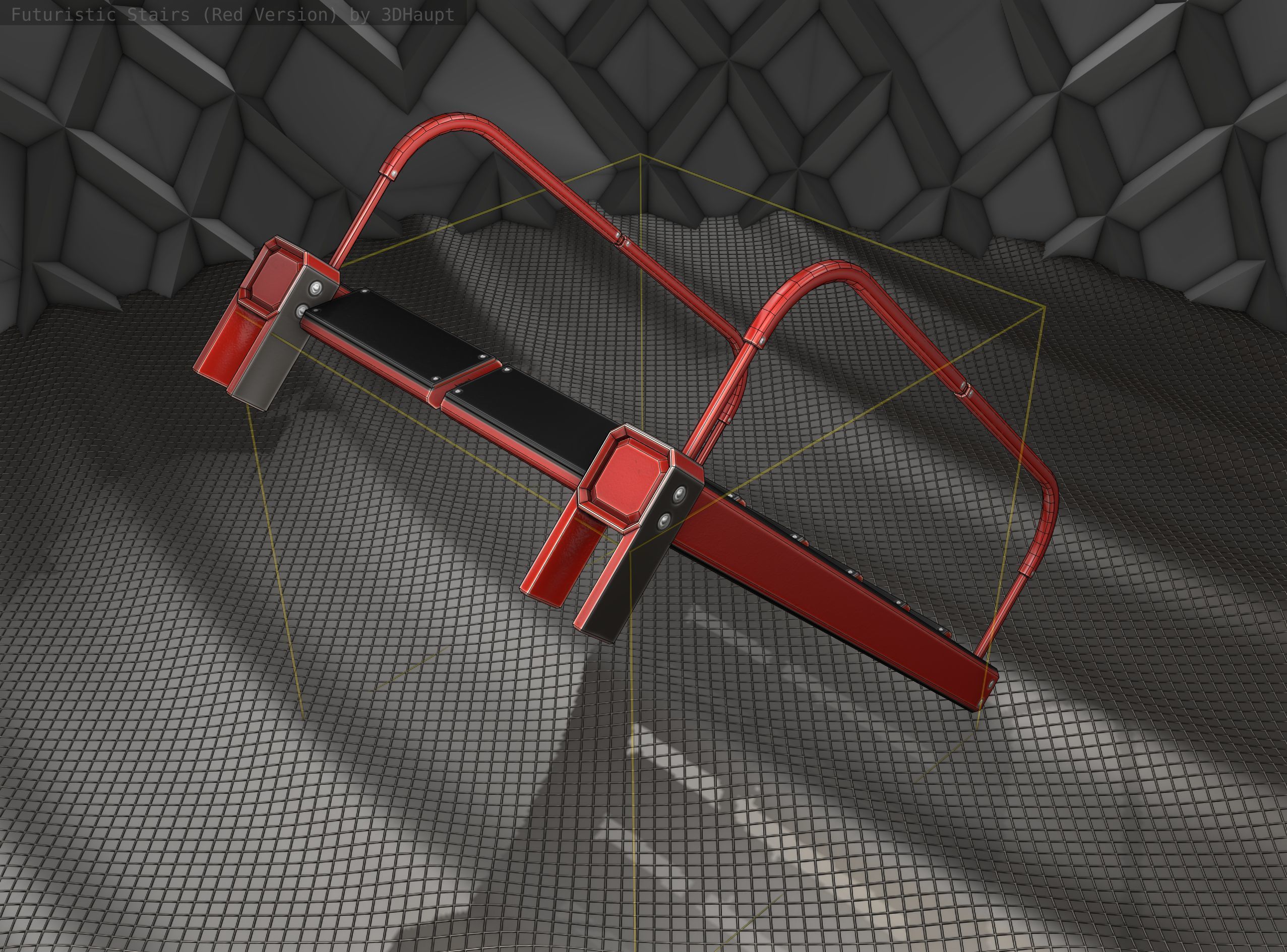 Sci-Fi Stairs - 18 - Red Version Low-poly 3D model_4