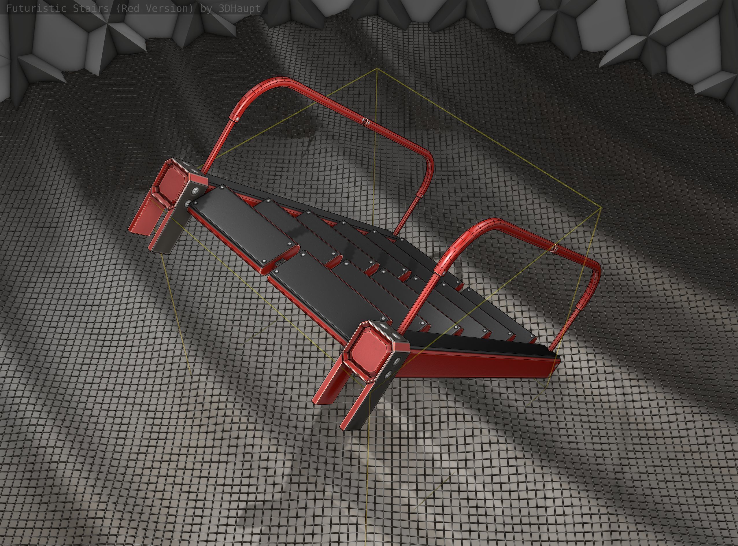 Sci-Fi Stairs - 18 - Red Version Low-poly 3D model_18