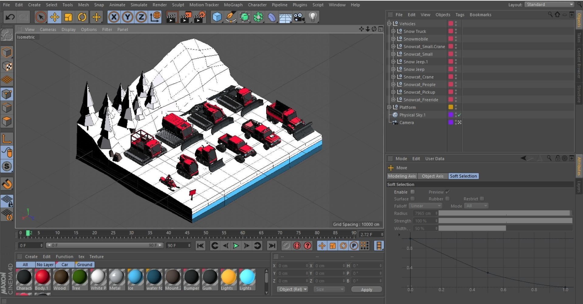 Cartoon Low Poly Winter Snow Vehicles Pack Low-poly 3D model_23