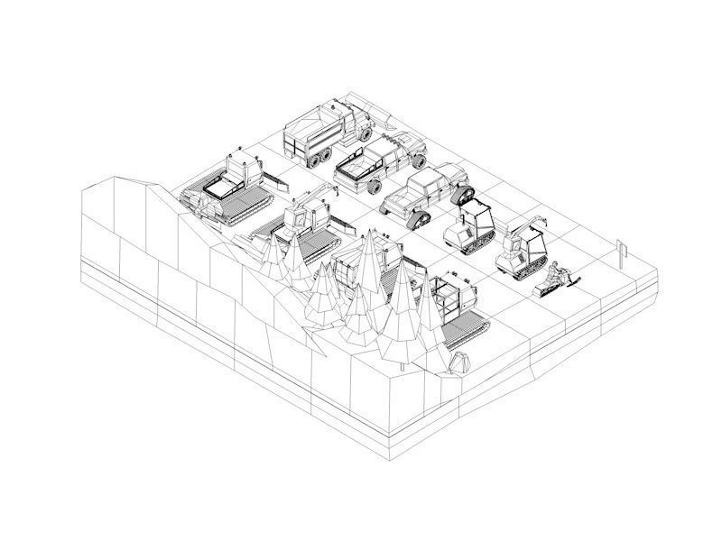 Cartoon Low Poly Winter Snow Vehicles Pack Low-poly 3D model_22