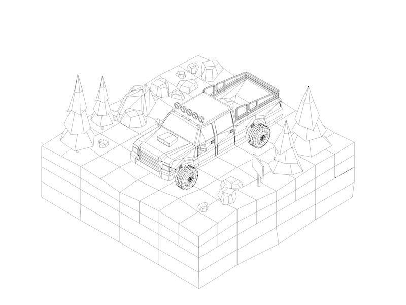 Cartoon Low Poly Winter Snow Vehicles Pack Low-poly 3D model_12