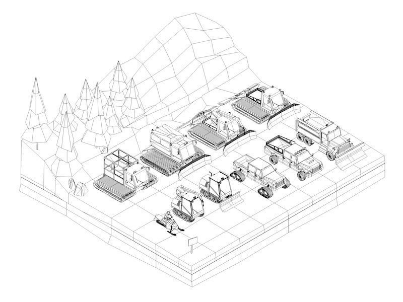 Cartoon Low Poly Winter Snow Vehicles Pack Low-poly 3D model_2