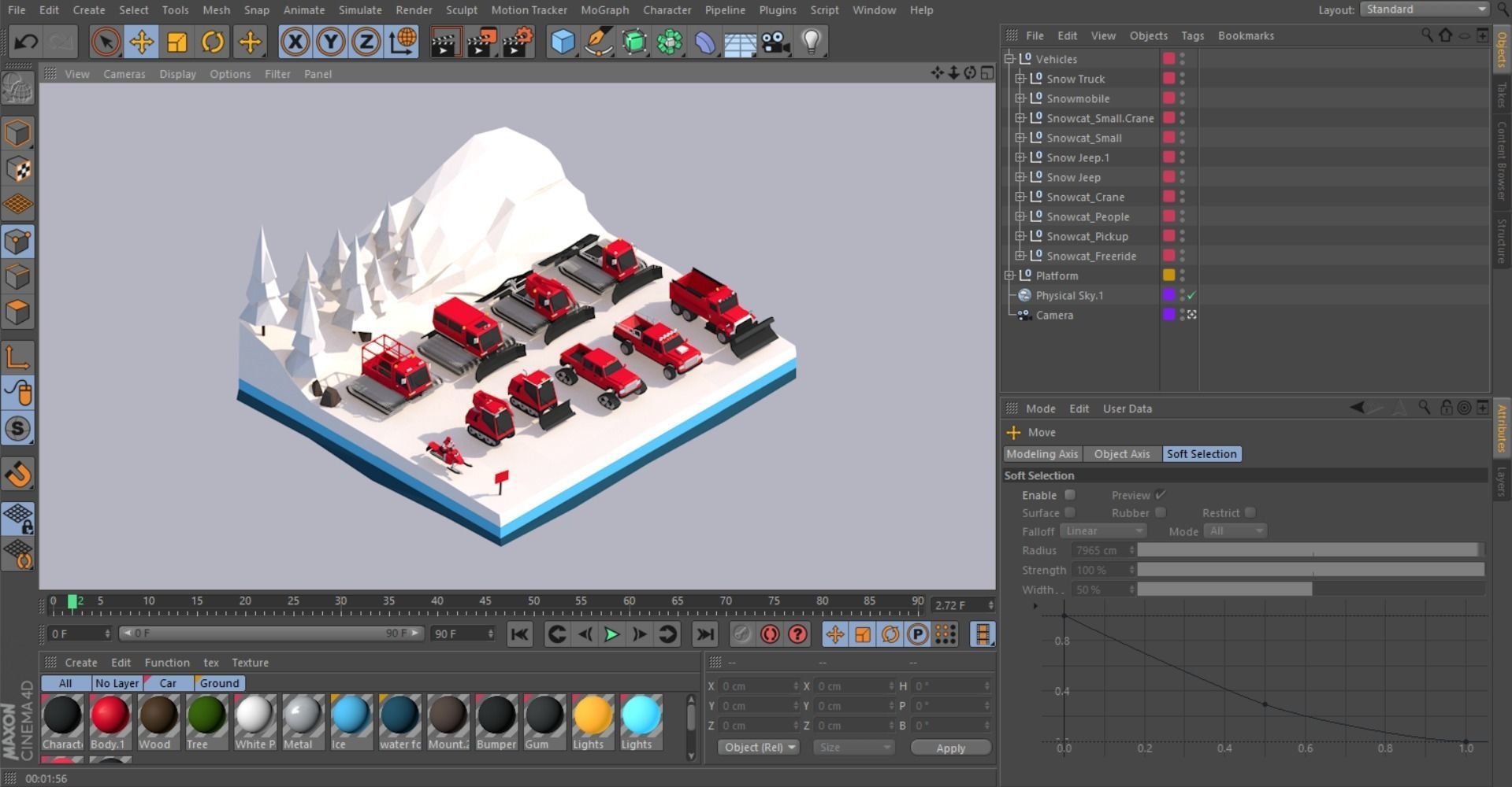 Cartoon Low Poly Winter Snow Vehicles Pack Low-poly 3D model_24