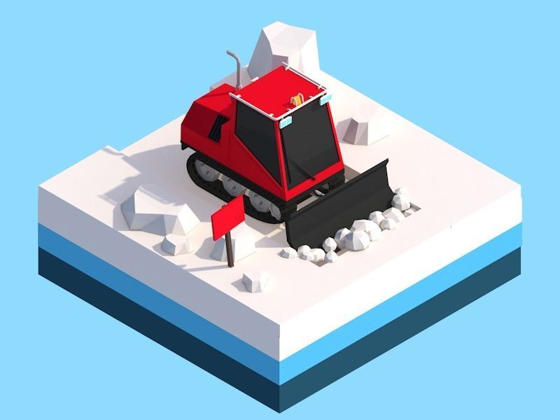 Cartoon Low Poly Winter Snow Vehicles Pack Low-poly 3D model_13