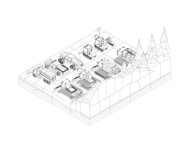 Cartoon Low Poly Winter Snow Vehicles Pack Low-poly 3D model_21