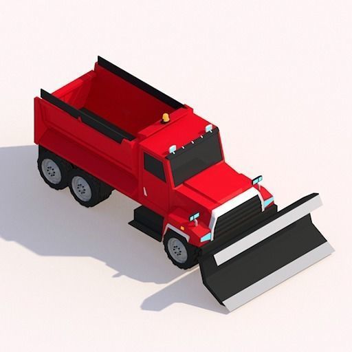 Cartoon Low Poly Winter Snow Vehicles Pack Low-poly 3D model_8