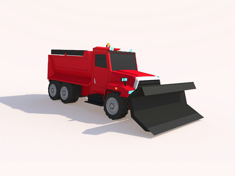 Cartoon Low Poly Winter Snow Vehicles Pack Low-poly 3D model_15