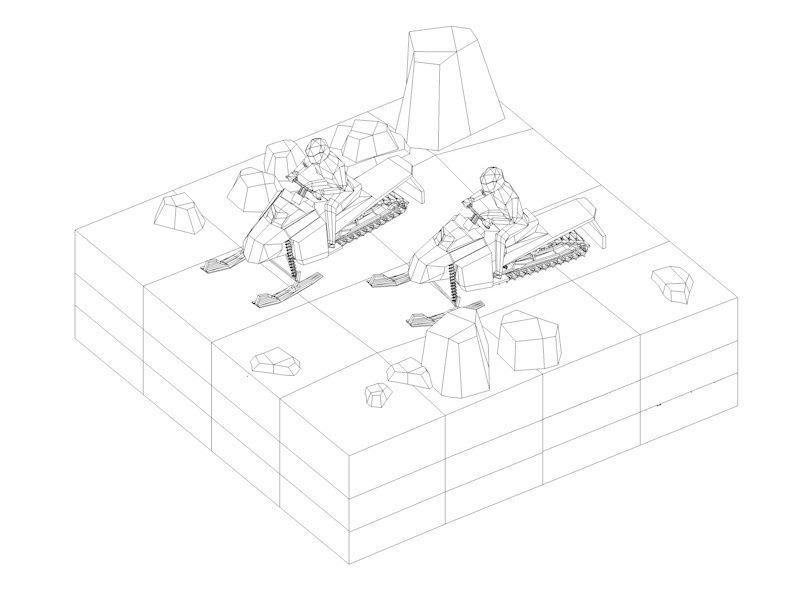 Cartoon Low Poly Winter Snow Vehicles Pack Low-poly 3D model_19