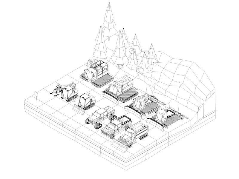 Cartoon Low Poly Winter Snow Vehicles Pack Low-poly 3D model_20