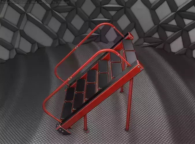 Sci-Fi Stairs -  20 - Red Version  Low-poly 3D model