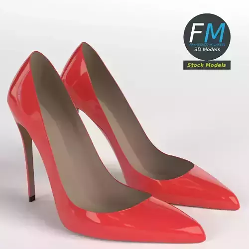 Shoes 1 pair of high heeled 3D model