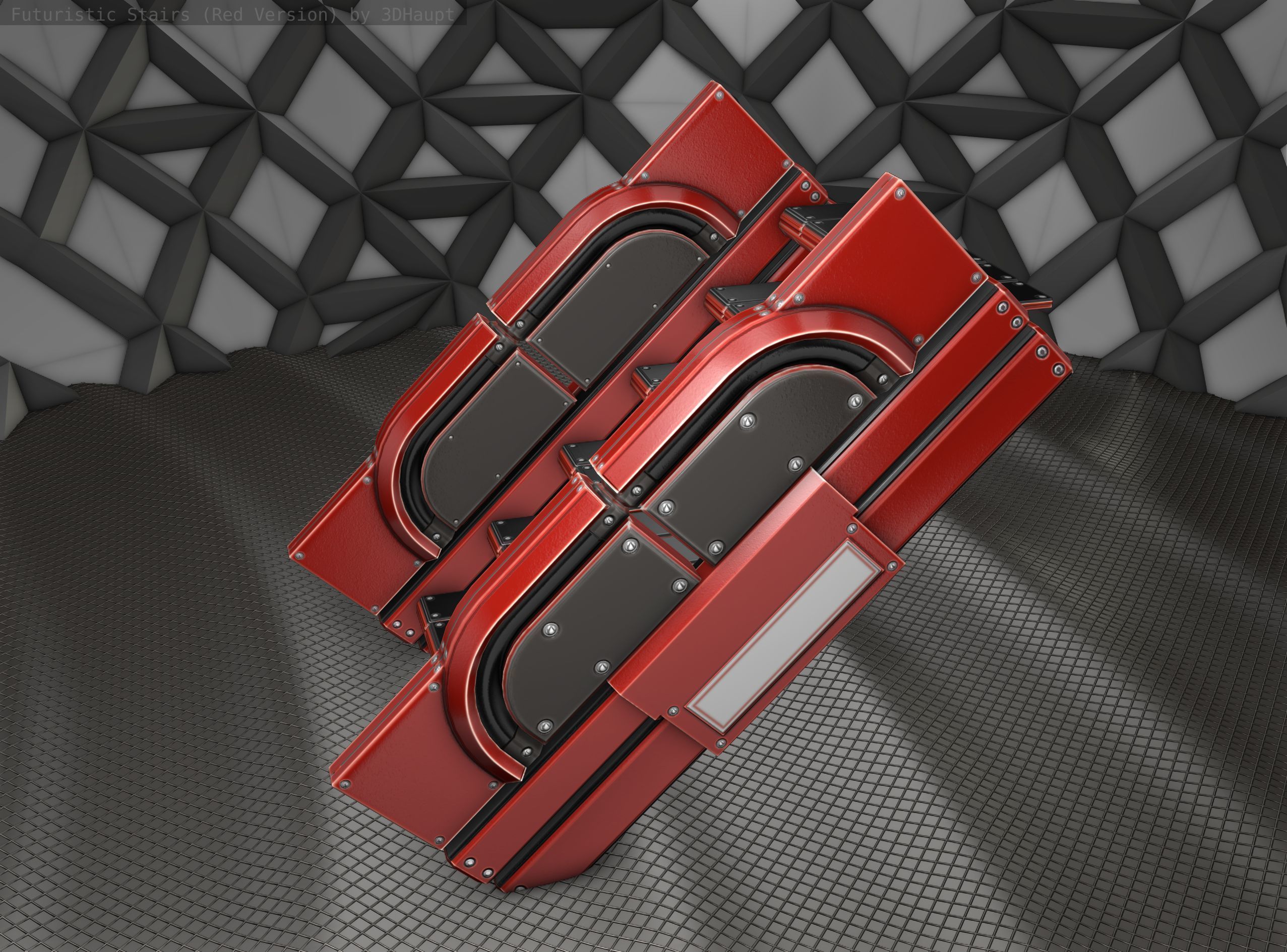 Sci-Fi Stairs - 23 - Red Version Low-poly 3D model_23