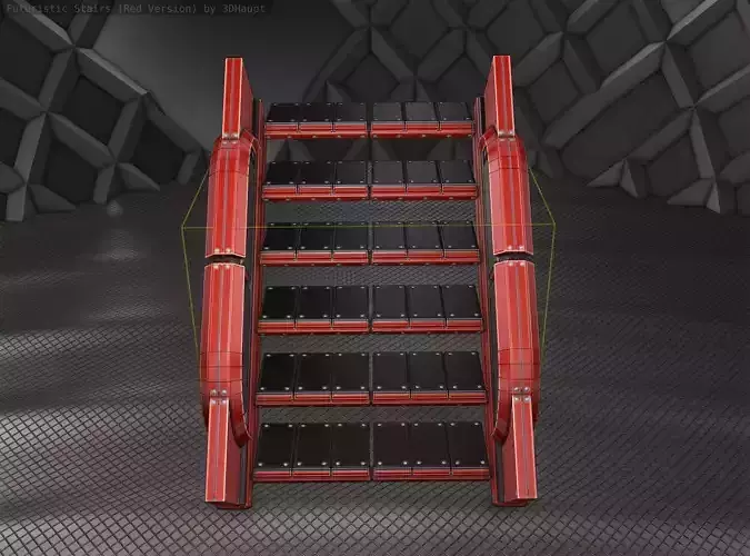 Sci-Fi Stairs - 23 - Red Version Low-poly 3D model Sci-Fi Stairs - 23 - Red Version Low-poly 3D model