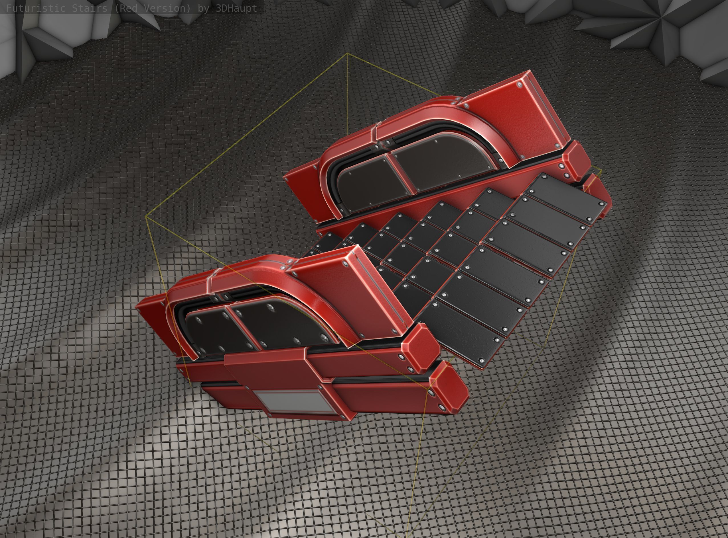 Sci-Fi Stairs - 23 - Red Version Low-poly 3D model_17