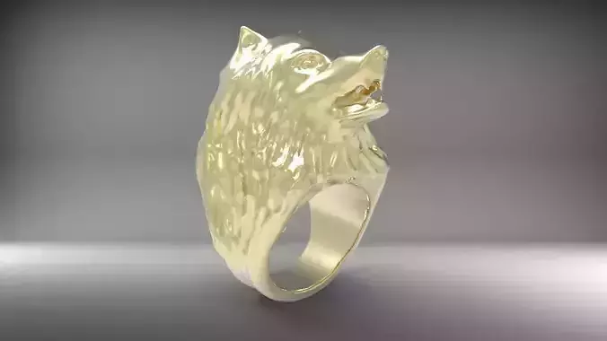 WolfRing gold ring with head of wolf