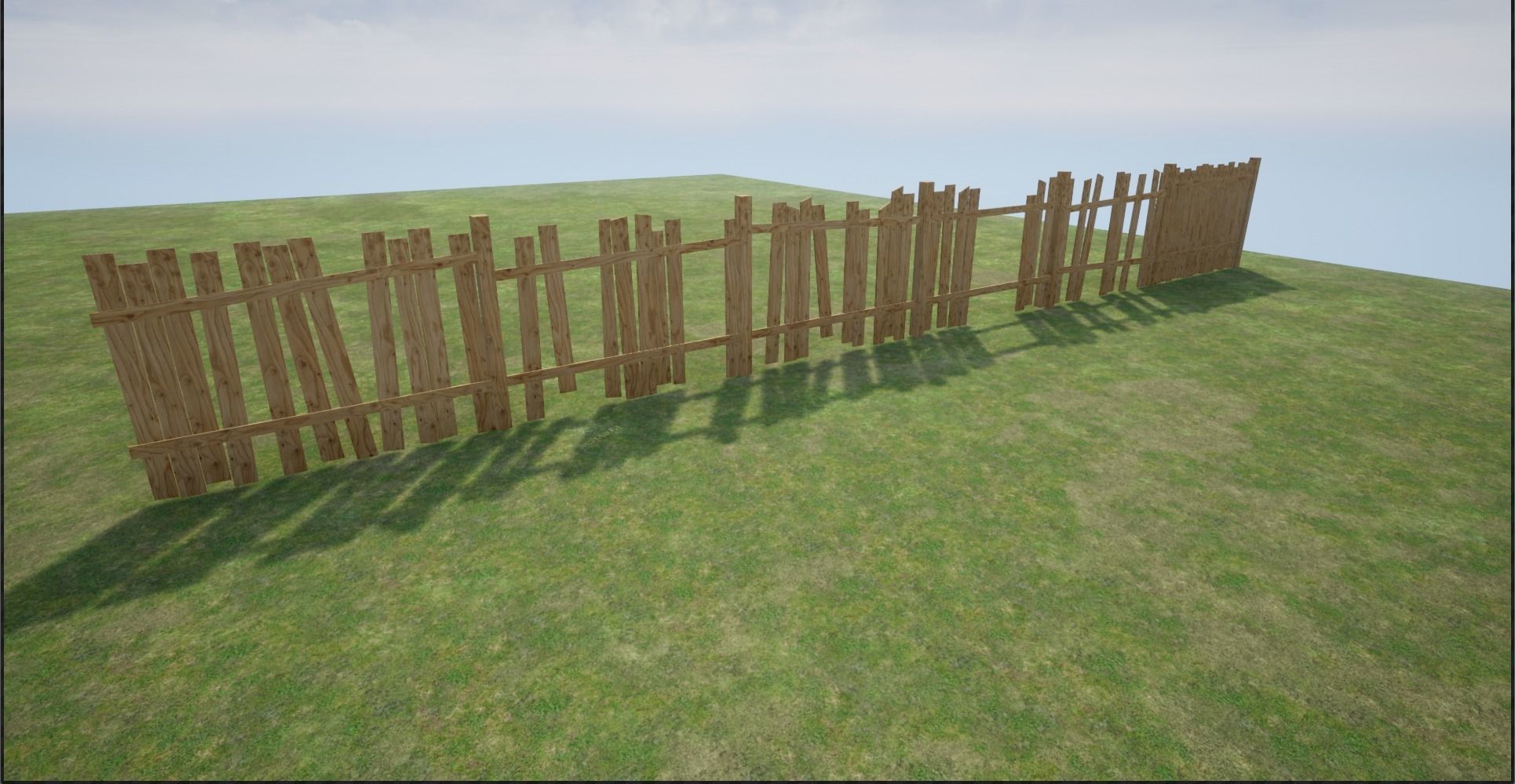 Modular Wooden Fence Low-poly 3D model_5