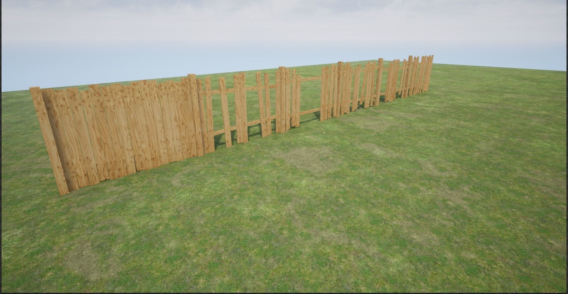 Modular Wooden Fence Low-poly 3D model_4