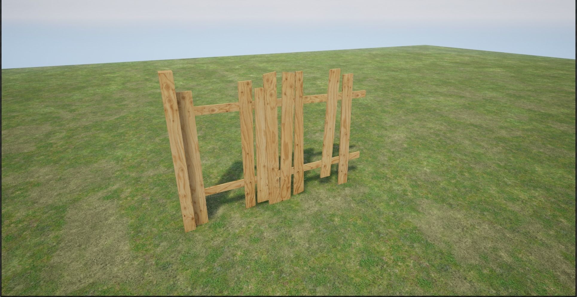Modular Wooden Fence Low-poly 3D model_14