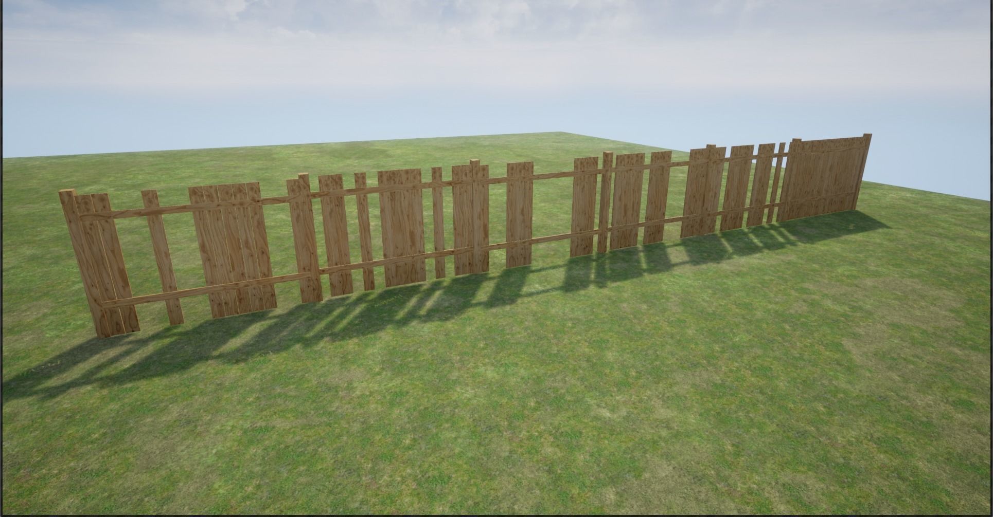 Modular Wooden Fence Low-poly 3D model_8