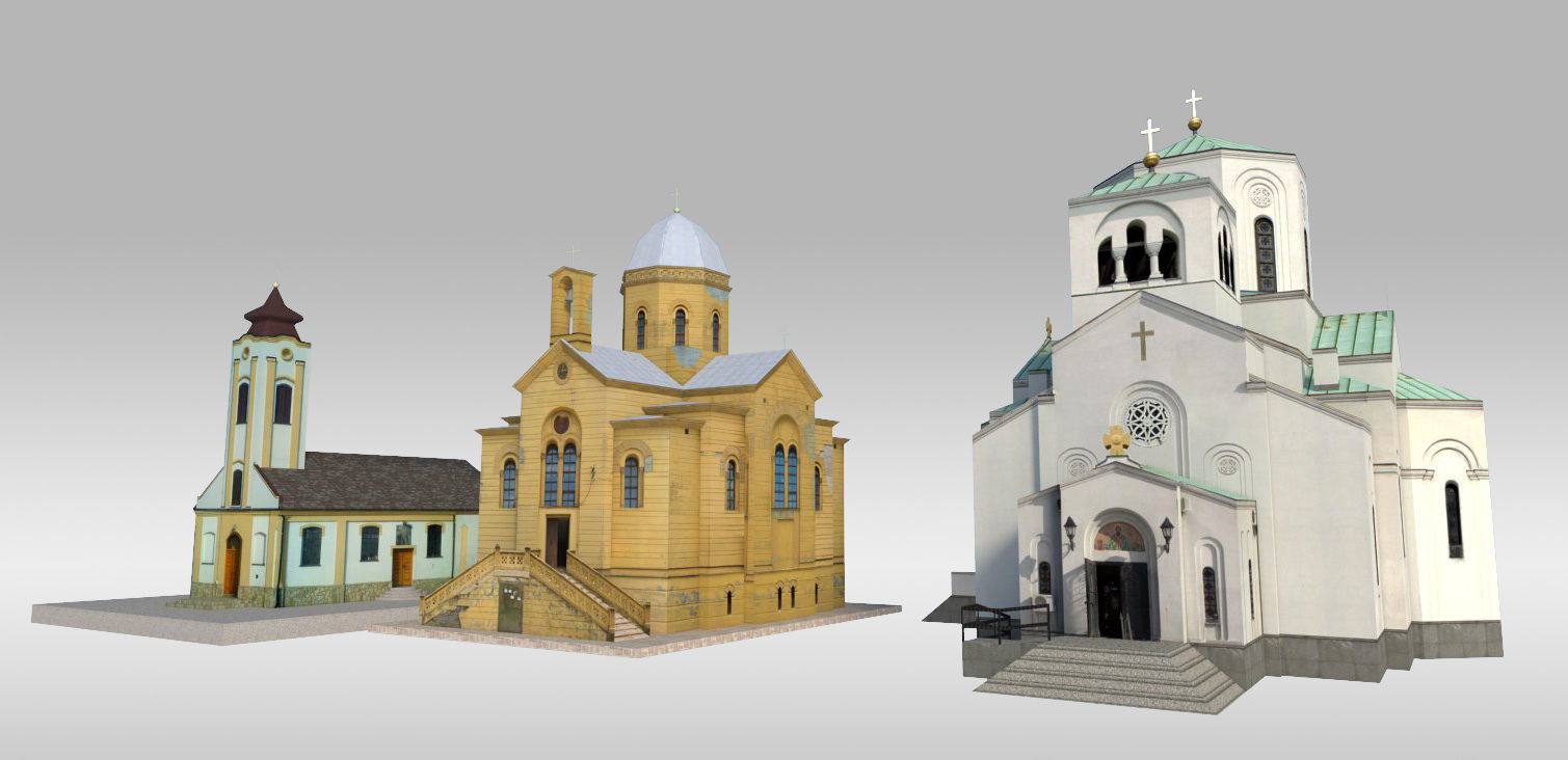 Small Churches Low-poly 3D model_3