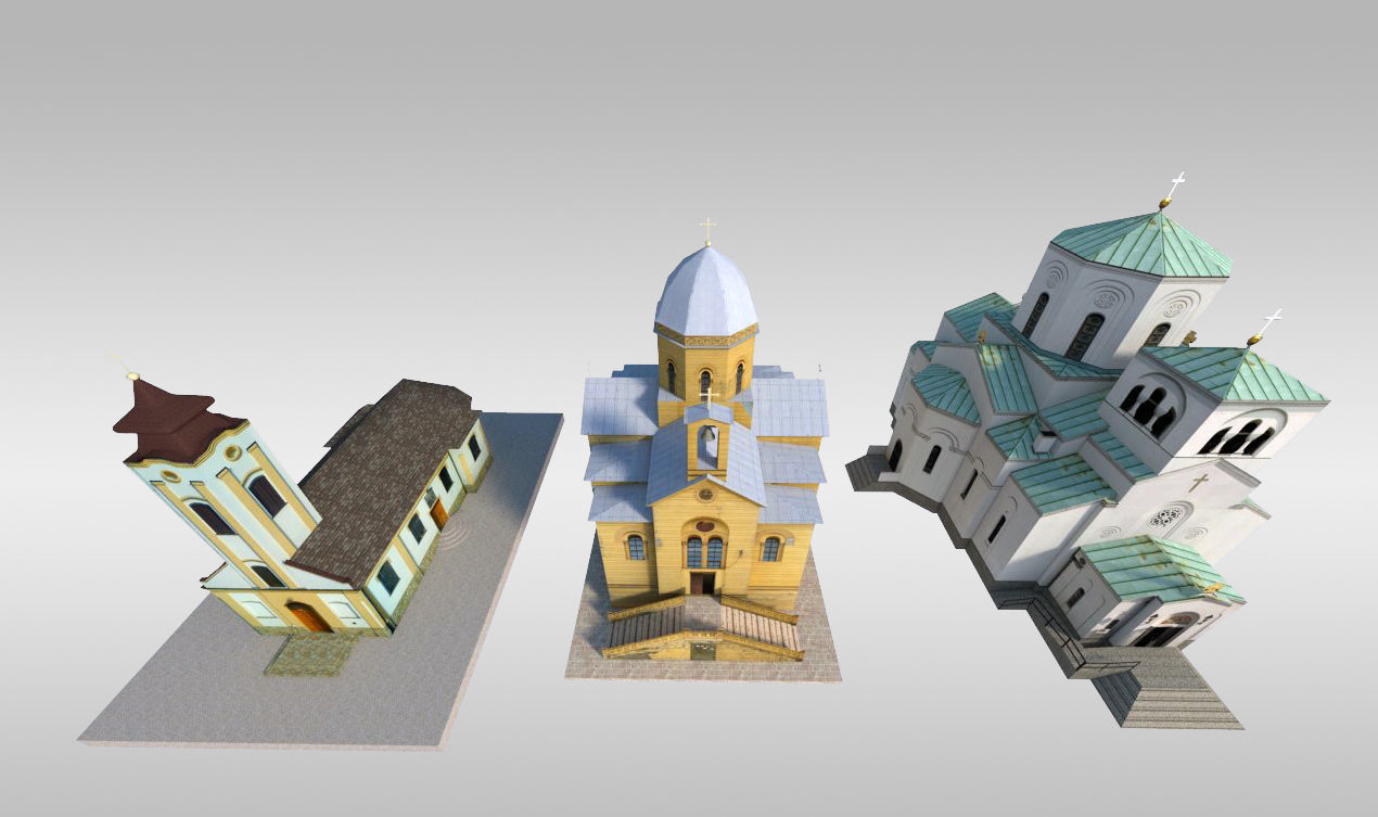Small Churches Low-poly 3D model_1