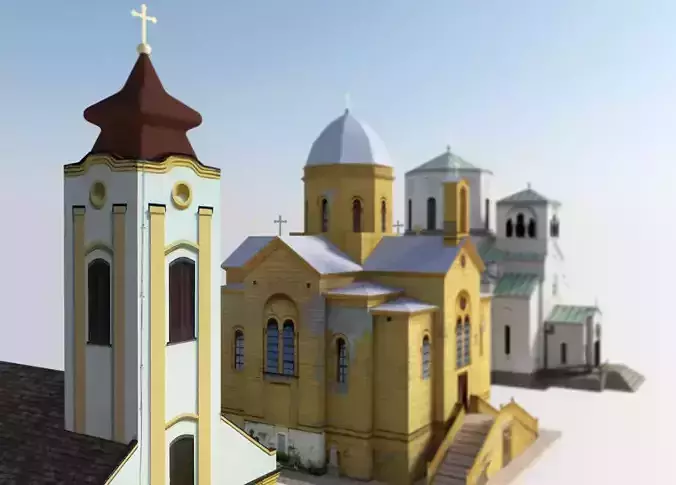 Small Churches Low-poly 3D model