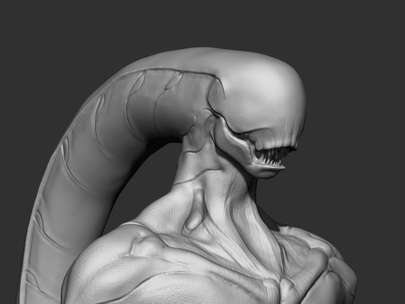 Alien 2 0 3 statue Low-poly 3D model_13