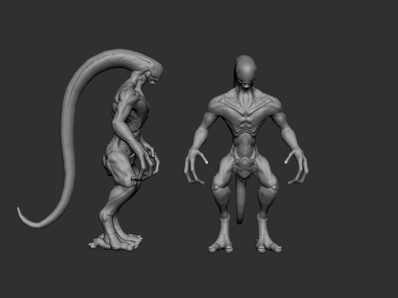 Alien 2 0 3 statue Low-poly 3D model_11