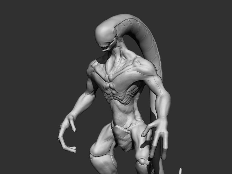 Alien 2 0 3 statue Low-poly 3D model_18
