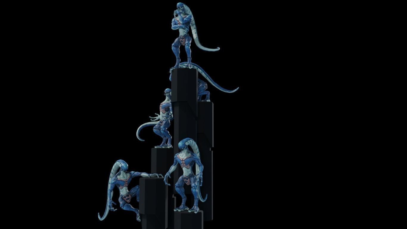 Alien 2 0 3 statue Low-poly 3D model_3